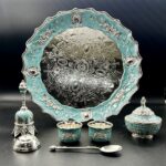 Decorative German Silver Pooja Thali Set