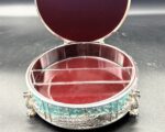 Small Peacock Round Enamel Dry Fruit Box - Image 3